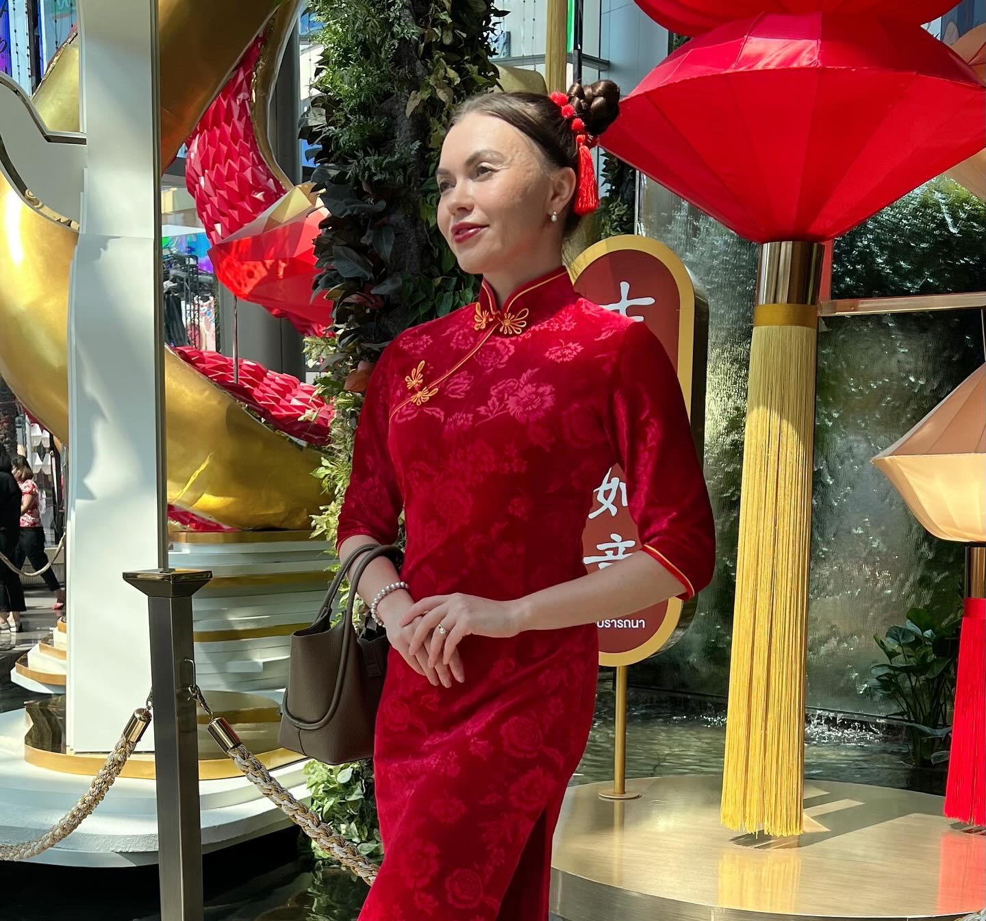 Alisa wearing traditional dress in China